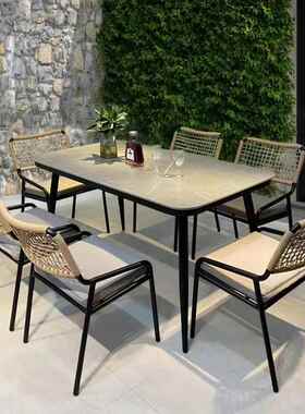 A户外LD-C013桌椅庭院露天椅椅子室外花0园餐桌阳台闲藤桌子组合