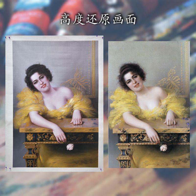 大芬手绘人物油画玄关艺术写实人像照片壁画带框手工肖像画绘制