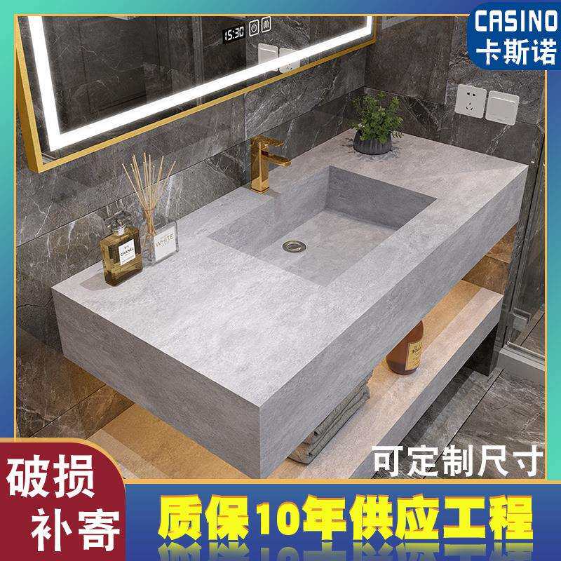 大尺寸款式岩板人造石一体洗手台客栈酒店公寓带智能镜浴室柜组合