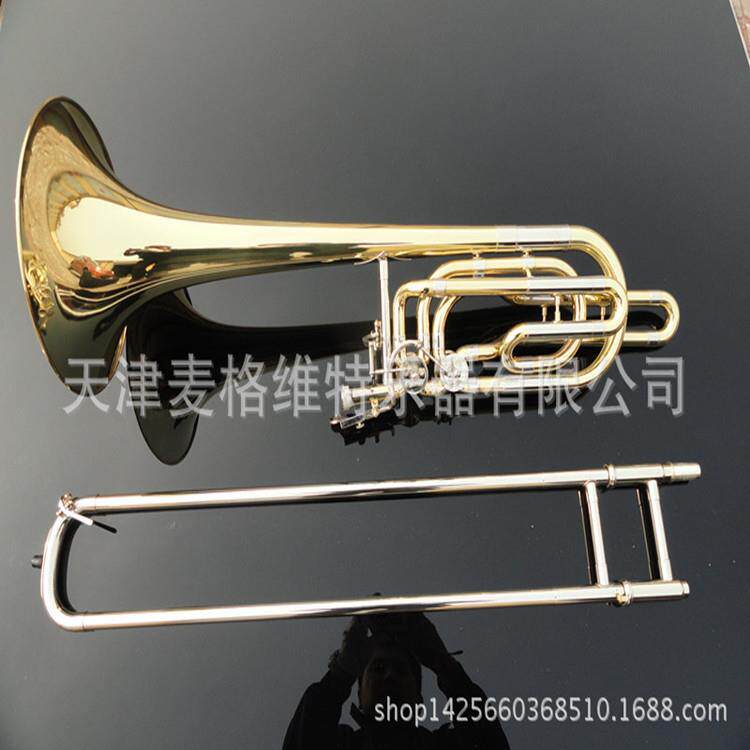 低音降B调吹奏乐器漆金长号降B调双活塞低音长号拉管低音长号
