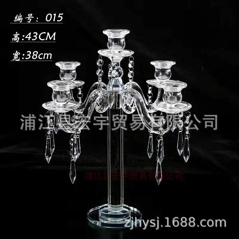 五头欧式奢华实惠水晶蜡烛台婚庆婚礼样板房装饰摆件装饰品现货