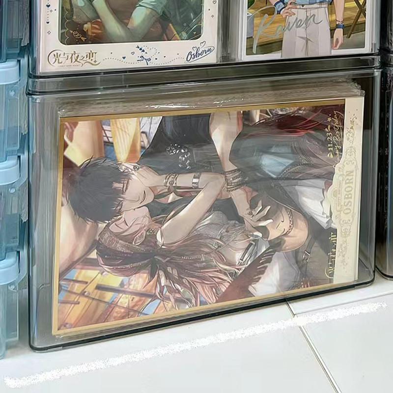色纸收纳盒亚克力带盖收藏卡册展示架吧唧自封袋自粘袋保护盒ins