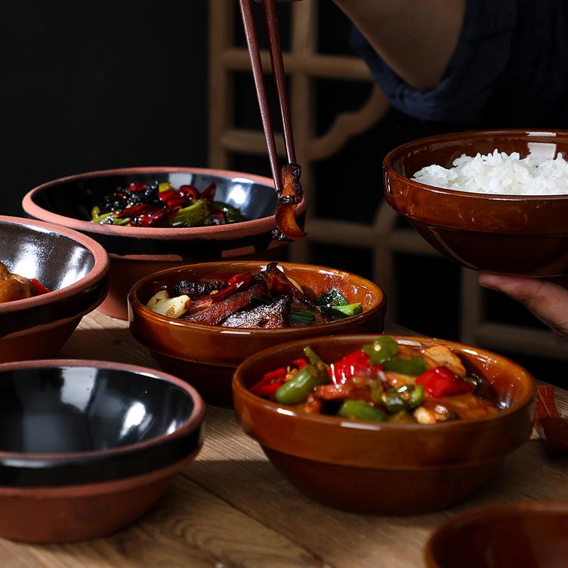 土陶黄焖鸡米饭碗蒸碗扣肉碗小碗菜酒碗道具碗粗瓷火锅小料碗