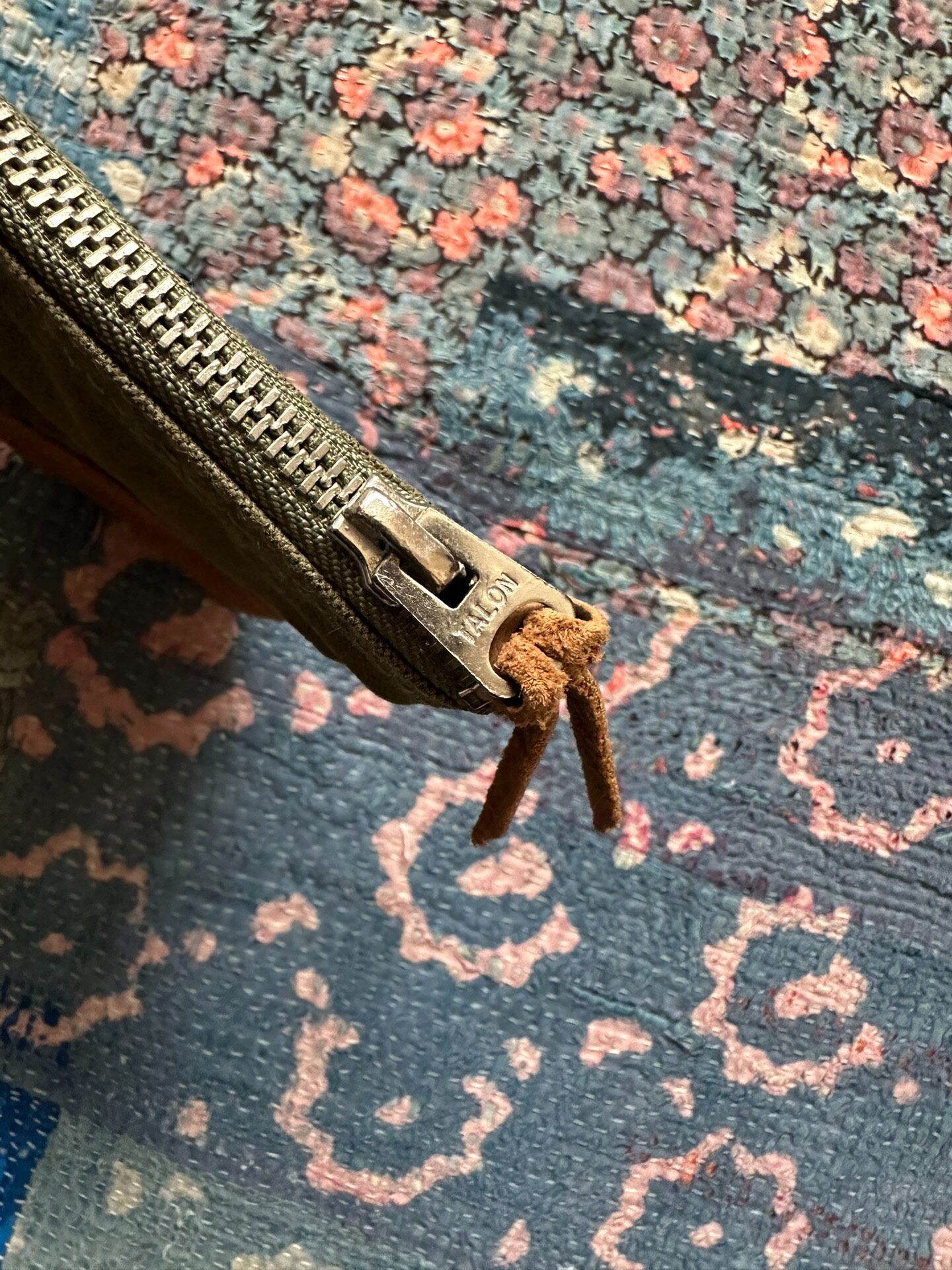 RRL Canvas Suede Zip Closure Bag — detail