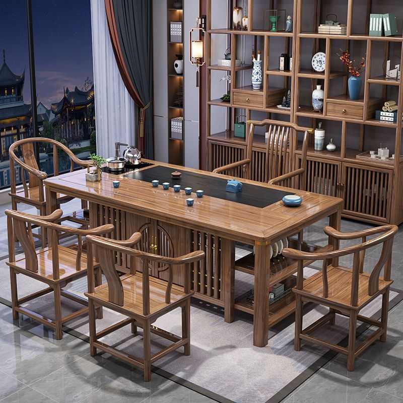 实木茶桌组合茶桌一体一整套办公室茶几家用客厅泡茶桌新中式茶台