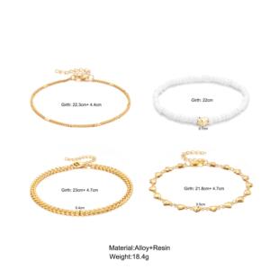 Set anklet Chain 4件套 piece set金属炼条米珠脚炼套装 Metal
