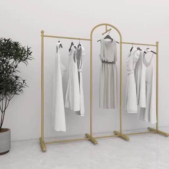 服装店展示架衣架落地立式直播间陈列架拱门创意金色不掉漆挂衣架
