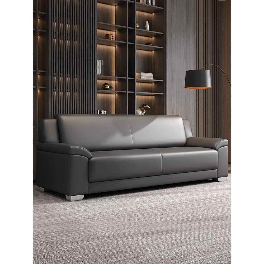 办公沙发简约现代商务接待洽谈休闲Vip接待室真皮三人桌组合