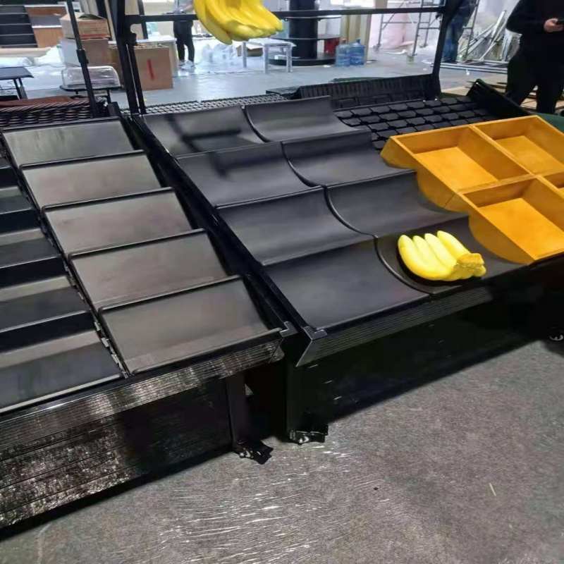 超市蔬菜货架展示架弧形香蕉陈列架 水果店假底生鲜道具摆放托盘