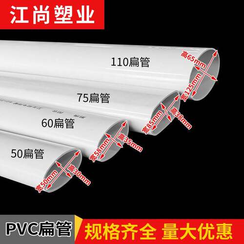 pvc50 60 1厨10扁管厕所房阳台管道配件椭圆管地漏移器75扁位管