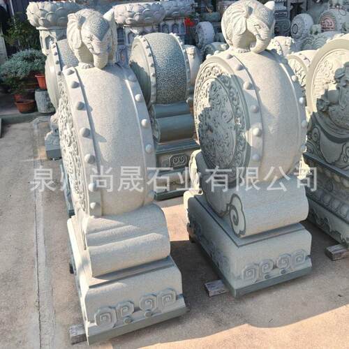 石雕大象门墩抱鼓石一对青石雕塑小象石鼓庭院石墩石鼓门鼓石摆件