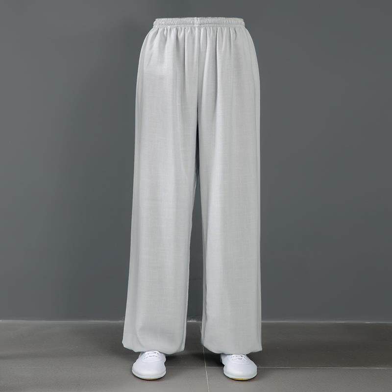正品棉极麻太极晨裤男太服女春夏季太拳服装极练裤练功裤武术裤灯