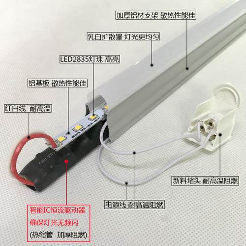 彩色T5灯管一体化LED日光灯管T8支架1.2米红蓝绿紫粉色暖黄白光管