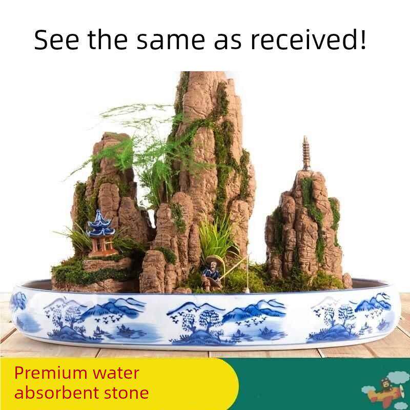精品室内天然吸水石造景上水石摆件非原石山水盆景流水假山微景观