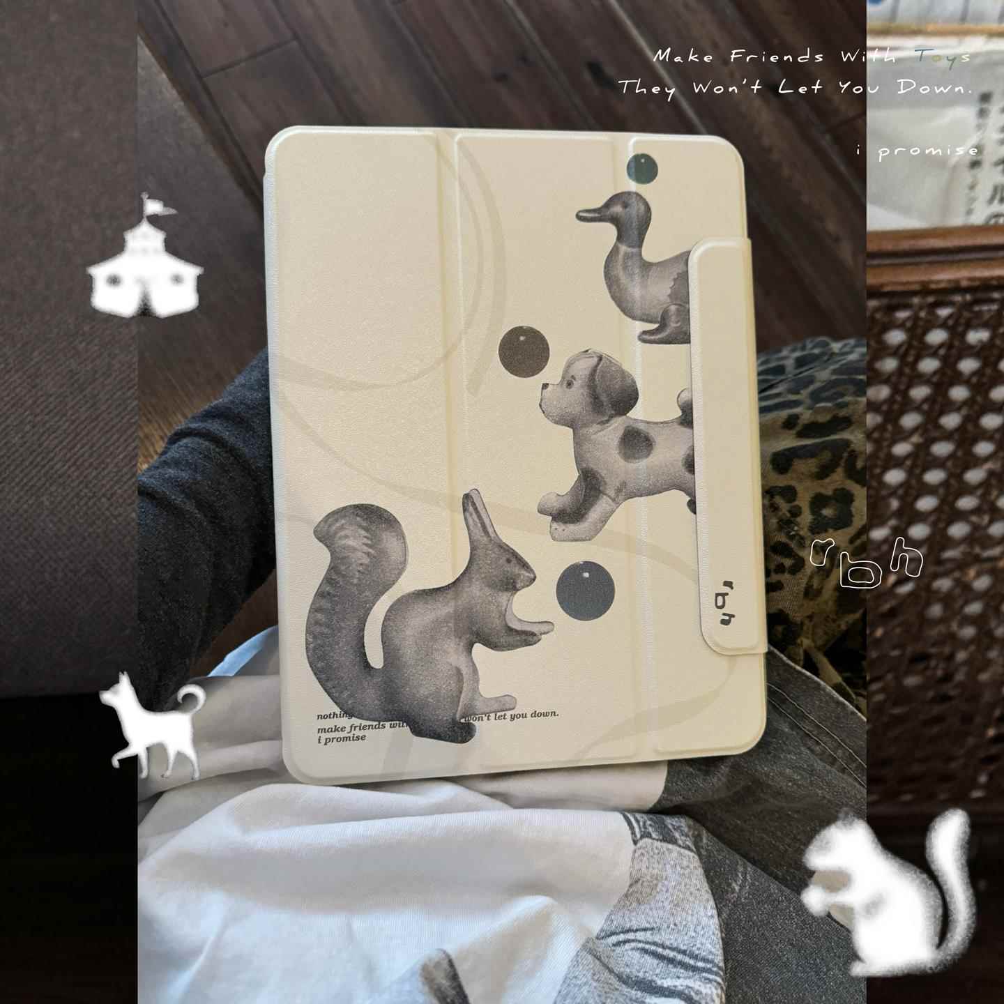 rbh原创《马戏团》适用iPadPro720度旋转磁吸保护套三折iPad壳带笔槽air6/7/202511寸12.9/10.9寸简约ins全包