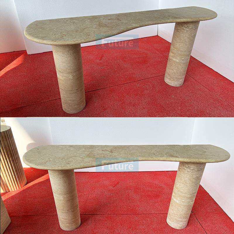 天然大理石洞石2圆腿异形面边几现代简约轻奢咖啡桌客厅茶几边几