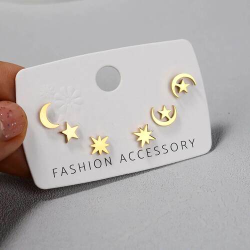 Stainless Steel Earrings Small Cute Butterfly Star Moon Hear