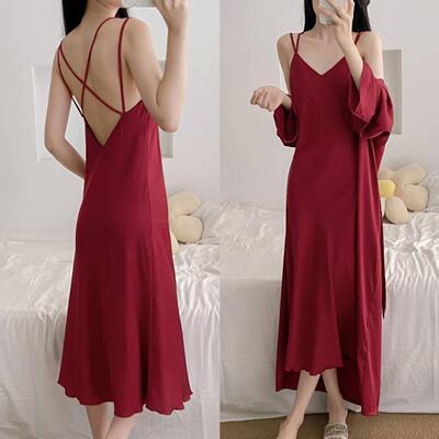 Wedding celebration, red pajamas, nightgown, home wear,