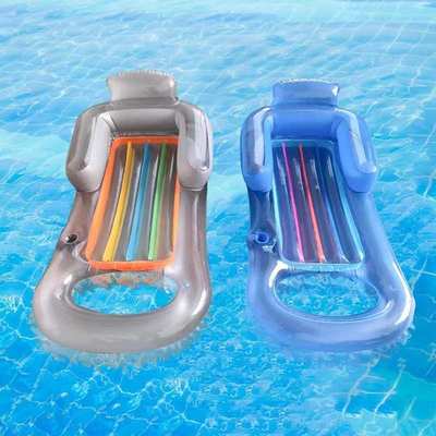靠背现货 pvc浮舟透上浮单人泳池床明水 躺椅浮成人排排 充气户外