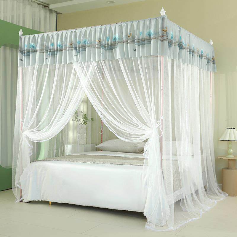 海虹蚊帐 2025新款2505款一体防尘顶落地宫廷蚊帐 浅灰边