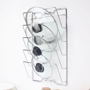 能打孔厨房置物架多功壁多层挂锅盖YWQ架收盖纳锅架子