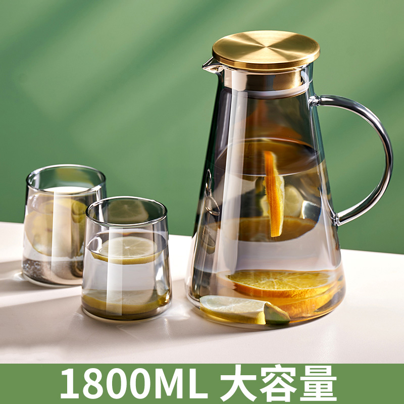 凉水壶玻璃耐高温大容量储水凉白开水壶家用水杯套装冷泡壶冷水壶