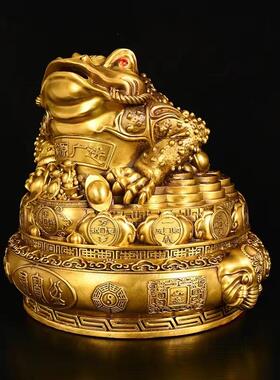 新款直销全铜黄铜聚宝盆金蟾铜钱元宝纳财祥瑞摆件店铺开业送礼办