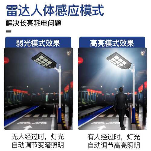 源头工厂太阳能路灯1000W人体雷达感应一体化太阳能灯solar light