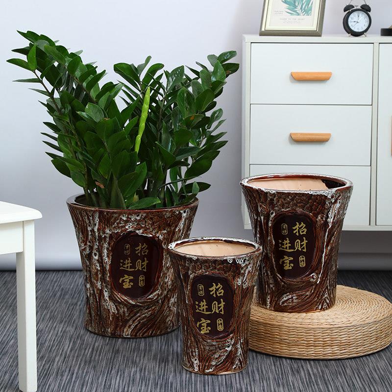 陶瓷花盆家用客厅招财进宝大口径花瓶发财树金钱树专用盆栽特大号