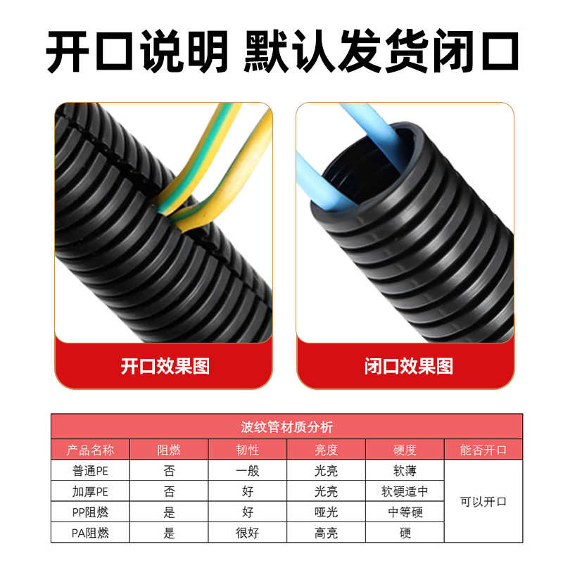 黑色PP聚丙烯塑料波纹管电线护套穿线保护套尼龙软管塑料波纹管