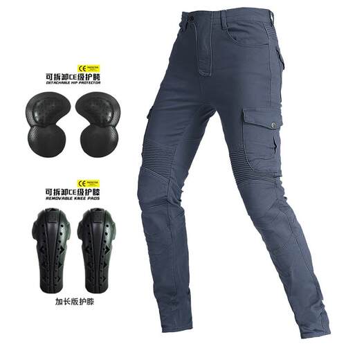 机车牛仔骑行裤男女服秋夏季骑士挡风护膝弹力工装裤机车防摔裤