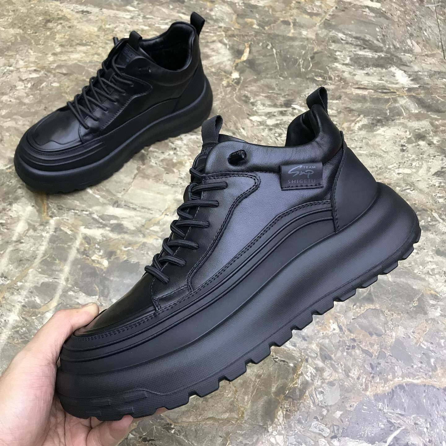 潮流真皮高帮男鞋2025冬季新款保暖棉鞋时尚牛皮加绒加厚休闲皮鞋