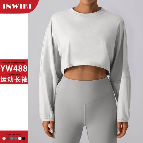Two-Piece Set Women's Solid Drop Shoulder Long Sves Crop