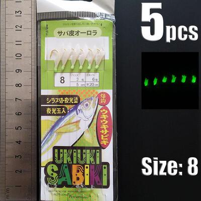 Lunker Sabiki Rigs 5pcs Hooks Saltwater Fishing Lures Lumino