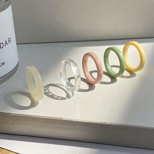 girl rings female Resin simple ring 彩色树脂简约戒指指环女
