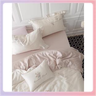 3YK送枕公主风新玫瑰花清奥F77MT5J6地天利丝床上四件套冰丝抱床