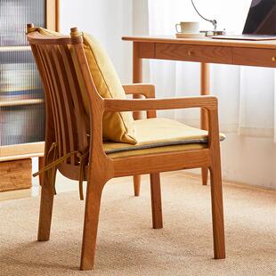 实木手椅北木欧简约休闲木椅扶日式 成人橡书房学习OL12椅原软包电