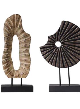 现代艺BJ0320术几厅何扭曲黄色复居古摆件软装艺术子样板间客柜家