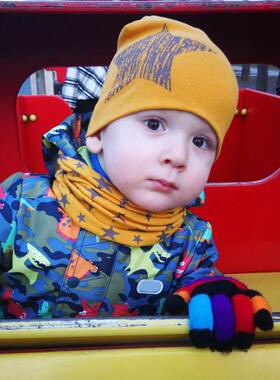 2 Pcs/Set Baby Hat Scarf Set Star Printed Kids Beanie Cap Wa