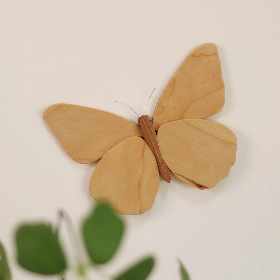 实蝴蝶木质木立体关墙面装饰遮丑HTK客厅玄墙冰箱贴原壁木风简约