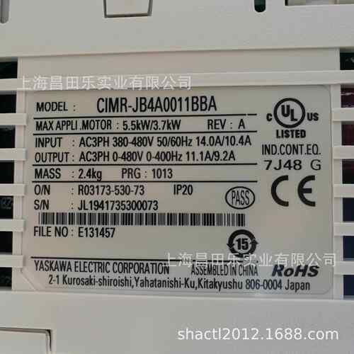 CIMR-JB4A0007BBA 安川J1000系列2.2KW变频器380V