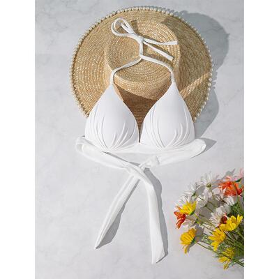 Hanging neck tie bikini swimsuit women's beach swimsuit top