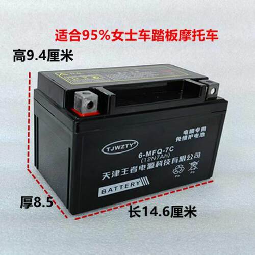 12V摩托车电瓶12v9a免维护干蓄电池125弯梁踏板车通用干电池7ah