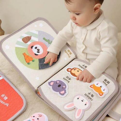Quiet Book for Toddler Animal Cognitive Fabric Activity Busy