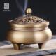 香炉黄铜家用室内沉香薰香炉檀香盘香茶道创意摆件环香三足香薰炉