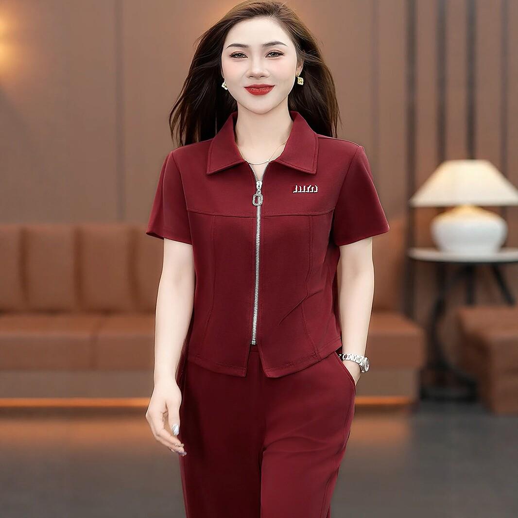 时尚休闲运动套装女2026年夏季新款洋气质修身显瘦减龄宽松两件套