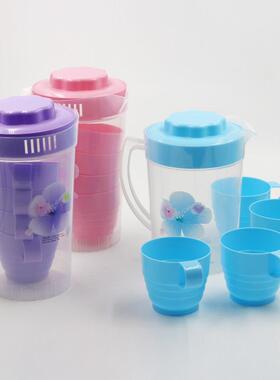 2000ml Home Cold Water Pitcher Set with Cups, Plastic Water