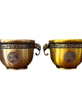 纯铜[象耳招财缸]家居桌面玄关办公室摆件新房乔迁开业装饰品摆件