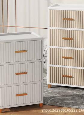 高颜值轻奢家居收纳柜PP条纹简约防脱落抽屉式床头柜大容量