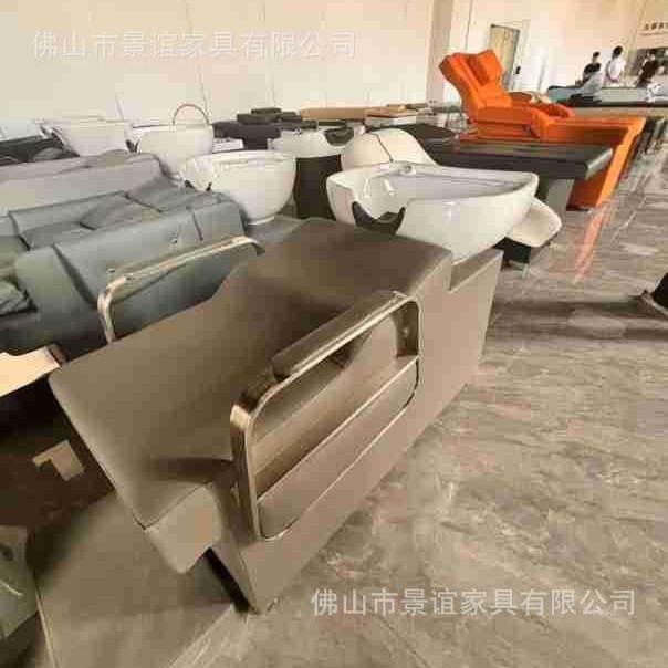 半躺式洗头床理发店洗头床发廊冲水床厂家直供陶瓷盆简约洗头床